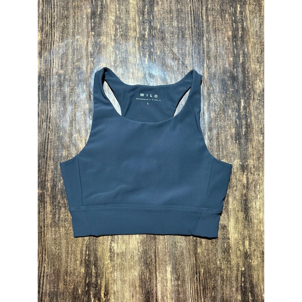 Wilo Base Ribbed Charcoal Longline Sports Bra- Large